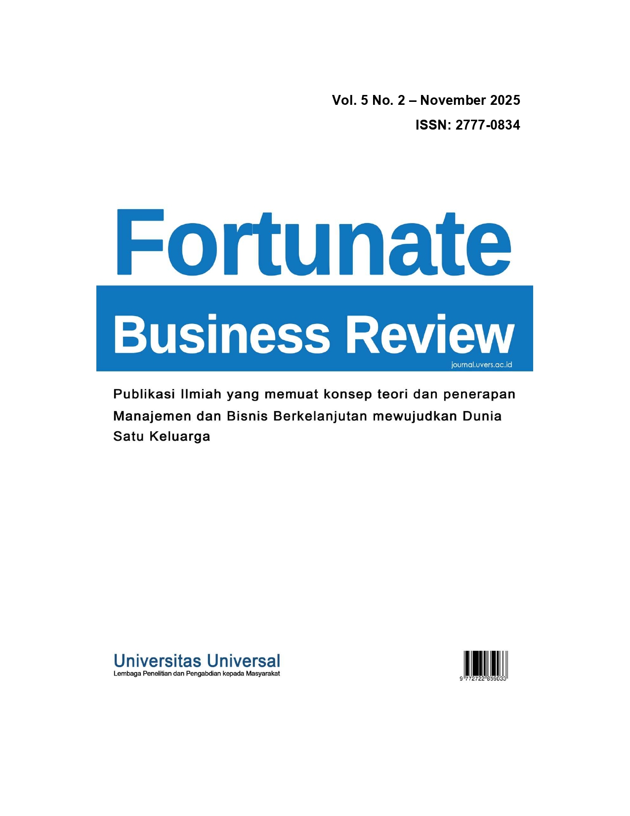 					View Vol. 5 No. 2 (2025): Fortunate Business Review
				